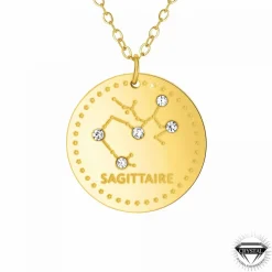 Collier femme Athème - B2449-SAGITTAIRE Acier Doré