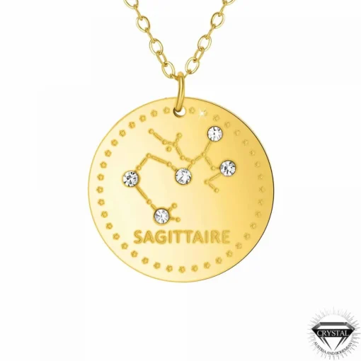 Collier femme Athème - B2449-SAGITTAIRE Acier Doré