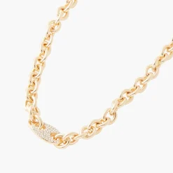 Collier Femme Balaboosté Court Gros Maillon Avec Grain De Café Pave - 3502456532311 Métal Doré