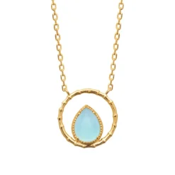 Collier femme fantaisie agate bleue plaqué or Maison de la Bijouterie UW3YU345