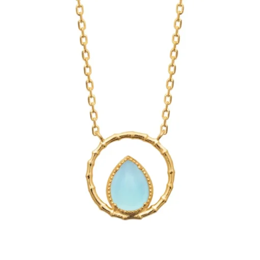 Collier femme fantaisie agate bleue plaqué or Maison de la Bijouterie UW3YU345