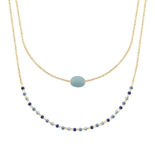 Collier femme fantaisie amazonite plaqué or Maison de la Bijouterie UW3Y4Z45