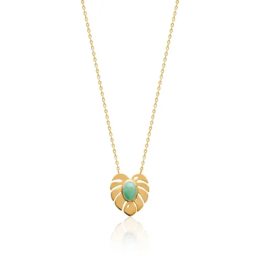 Collier femme fantaisie aventurine plaqué or Maison de la Bijouterie UW30Y545