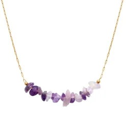 Collier femme fantaisie améthyste plaqué or Maison de la Bijouterie UW363Z45