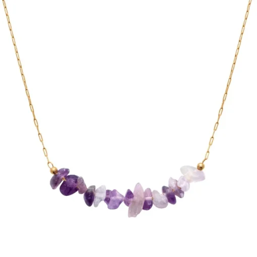 Collier femme fantaisie améthyste plaqué or Maison de la Bijouterie UW363Z45