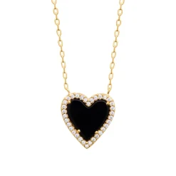 Collier femme fantaisie cœur noir plaqué or Maison de la Bijouterie UW35UY45