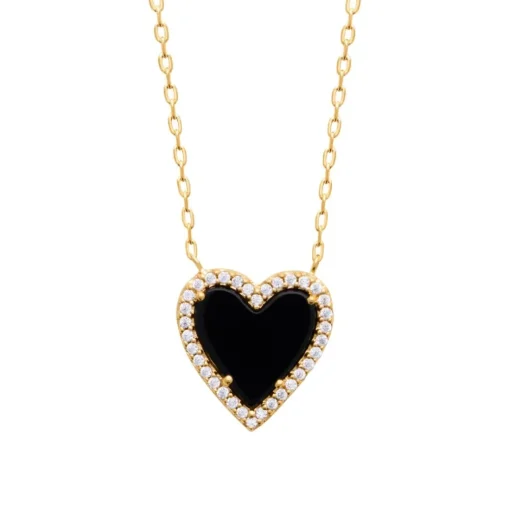 Collier femme fantaisie cœur noir plaqué or Maison de la Bijouterie UW35UY45