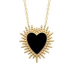 Collier femme fantaisie cœur noir plaqué or Maison de la Bijouterie UW340545