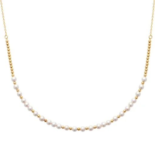 Collier femme fantaisie perles blanches plaqué or Maison de la Bijouterie UW343045