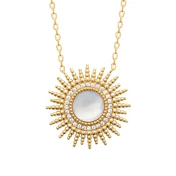 Collier femme fantaisie pendentif nacre plaqué or Maison de la Bijouterie UW333045