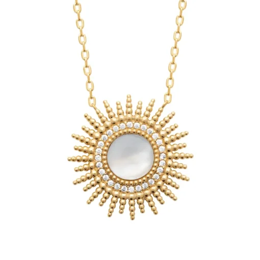 Collier femme fantaisie pendentif nacre plaqué or Maison de la Bijouterie UW333045