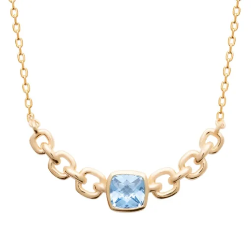 Collier femme fantaisie pierre bleue plaqué or Maison de la Bijouterie UW3WUY45