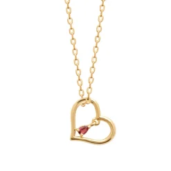 Collier femme pendentif cœur pierre rouge plaqué or Maison de la Bijouterie UW3U5545