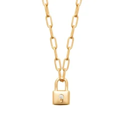 Collier femme pendentif cadenas plaqué or Maison de la Bijouterie UW35YU45