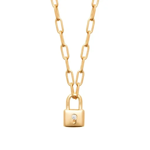 Collier femme pendentif cadenas plaqué or Maison de la Bijouterie UW35YU45