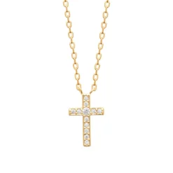 Collier femme pendentif croix oxyde plaqué or Maison de la Bijouterie UW3W5545