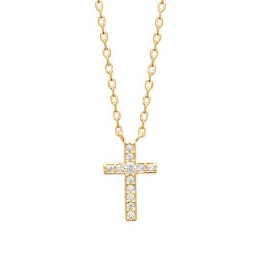 Collier femme pendentif croix oxyde plaqué or Maison de la Bijouterie UW3W5545