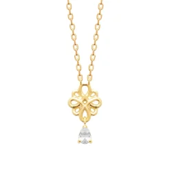 Collier femme pendentif fleur plaqué or Maison de la Bijouterie UW405045