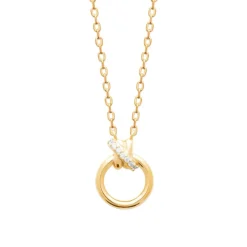Collier femme pendentif rond oxydes plaqué or Maison de la Bijouterie UW3UZV45