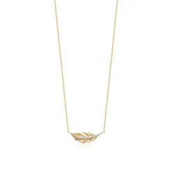Collier femme plaqué or blanc serti griffe - UWZW3445