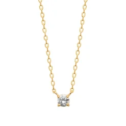 Collier femme plaqué or blanc serti griffe classique - UW300445