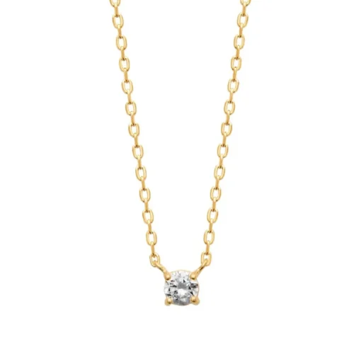 Collier femme plaqué or blanc serti griffe classique - UW300445