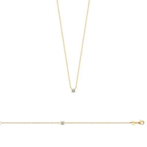 Collier femme plaqué or blanc serti griffe classique - UW300445