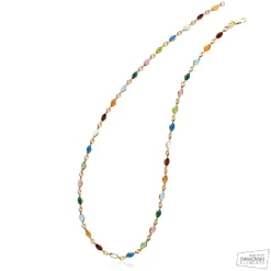 Collier femme plaqué or cristal serti clos serti clos multicolor - YVW0VZ45