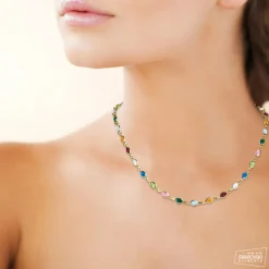 Collier femme plaqué or cristal serti clos serti clos multicolor - YVW0VZ45