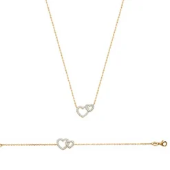 Collier Femme plaqué or double coeurs Maison de la Bijouterie UWZ6V645