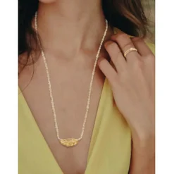 Collier femme plaqué or feuillage - UYZ35345