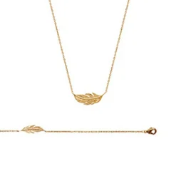 Collier femme plaqué or feuillage - UYZ35345
