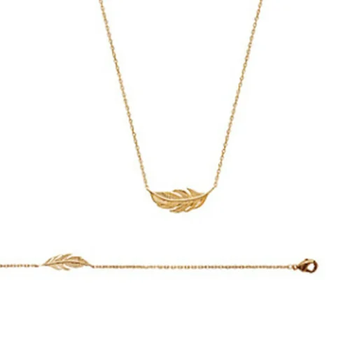 Collier femme plaqué or feuillage - UYZ35345