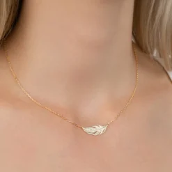 Collier femme plaqué or feuillage - UYZ35345