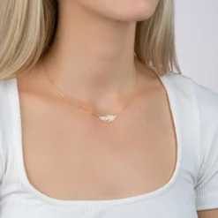Collier femme plaqué or feuillage - UYZ35345