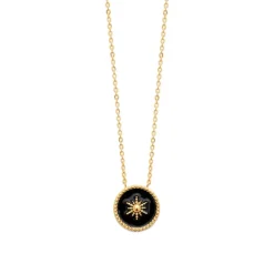 Collier femme plaqué or laque noir - UYZ6W345