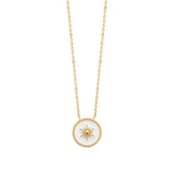 Collier femme plaqué or laque blanc - UYZ6W445