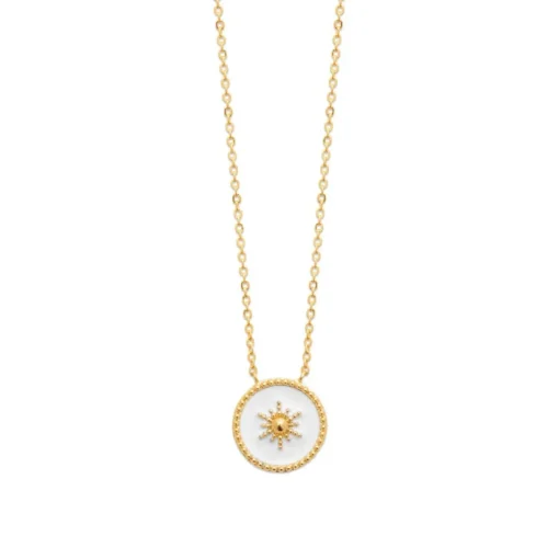 Collier femme plaqué or laque blanc - UYZ6W445