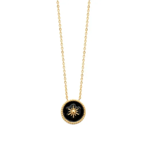 Collier femme plaqué or laque noir - UYZ6W345