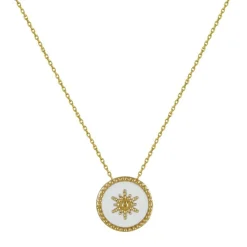 Collier femme plaqué or laque blanc - UYZ6W445