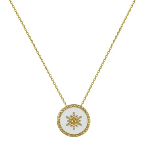 Collier femme plaqué or laque blanc - UYZ6W445
