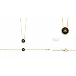 Collier femme plaqué or laque noir - UYZ6W345