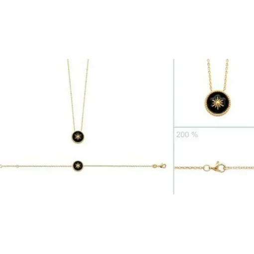 Collier femme plaqué or laque noir - UYZ6W345