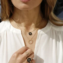 Collier femme plaqué or laque noir - UYZ6W345