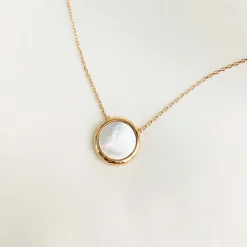 Collier femme plaqué or nacre serti clos - UW335445