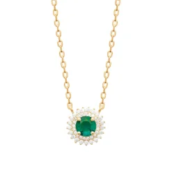 Collier femme plaqué or oxyde et pierre verte Maison de la Bijouterie UW3UVY45