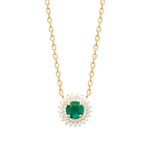 Collier femme plaqué or oxyde et pierre verte Maison de la Bijouterie UW3UVY45