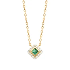 Collier femme plaqué or oxyde et pierre verte Maison de la Bijouterie UW3UV445