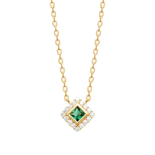 Collier femme plaqué or oxyde et pierre verte Maison de la Bijouterie UW3UV445