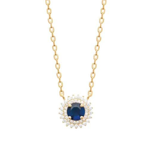 Collier femme plaqué or oxyde et pierre bleue Maison de la Bijouterie UW3UVZ45